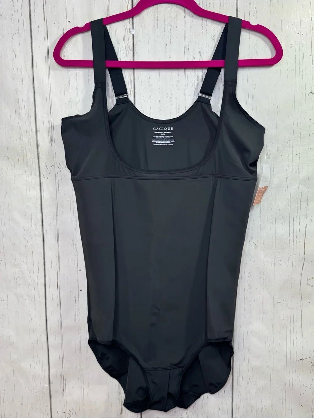 Cacique Open Bust Bodysuit Shapewear Black Plus Size 18/20 Tummy Control NWT